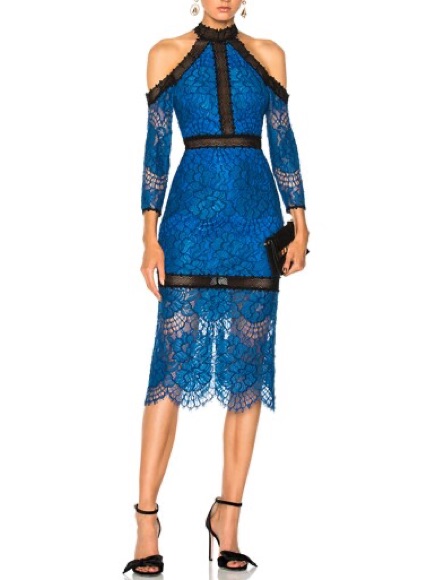 $694 This Alexis Marlowe Blue Lace Dress